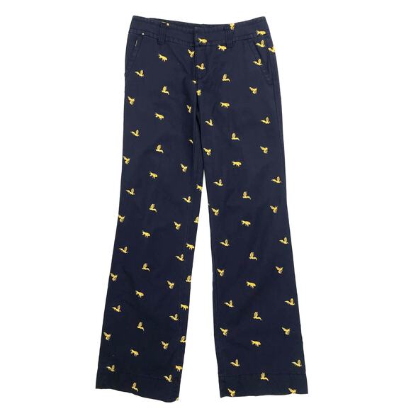Lilly Pulitzer Navy Blue Yellow Wasp Embroidered Main Line Fit Pants Size 2 - Picture 1 of 9